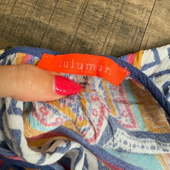 LULUMARI MULTICOLOR GEOMETRIC LONG SLEEVE COLD SHOULDER SWIM COVERUP - Picture 9 of 10